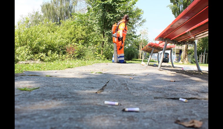 Unterwegs mit der Fachfrau Betriebsunterhalt in Luzern.
Foto: Sicher/VSA