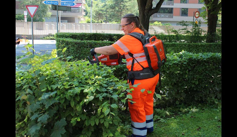 Unterwegs mit der Fachfrau Betriebsunterhalt in Luzern.
Foto: Sicher/VSA