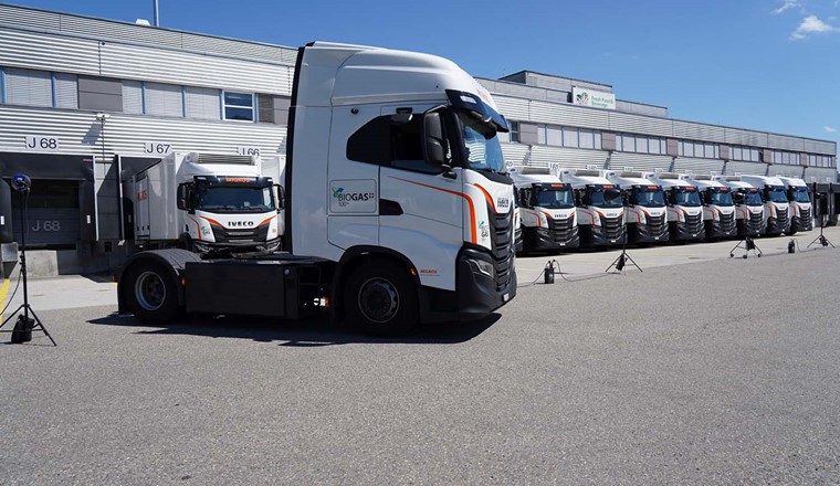 Die neuen CNG-LKW der Migros Ostschweiz. (Bild: CNG-Mobility.ch)