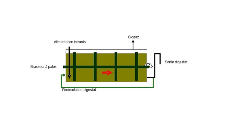 Fig. 2 Digesteur en voie solide continue à flux piston.