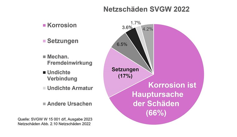 Fig. 2 Erhebung der installierten Rohrmaterialien in der Schweiz 2020 (Quelle: SVGW-Statistik W15001)