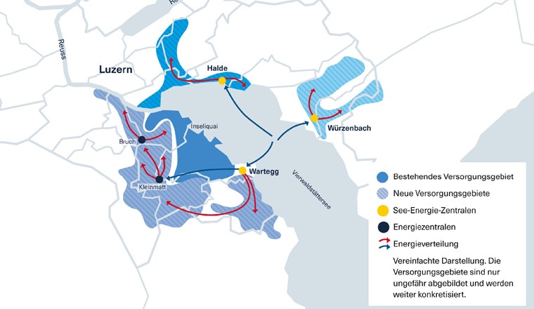 Karte Standortevaluation Seeenergiezentralen (Bild: Stadt Luzern)